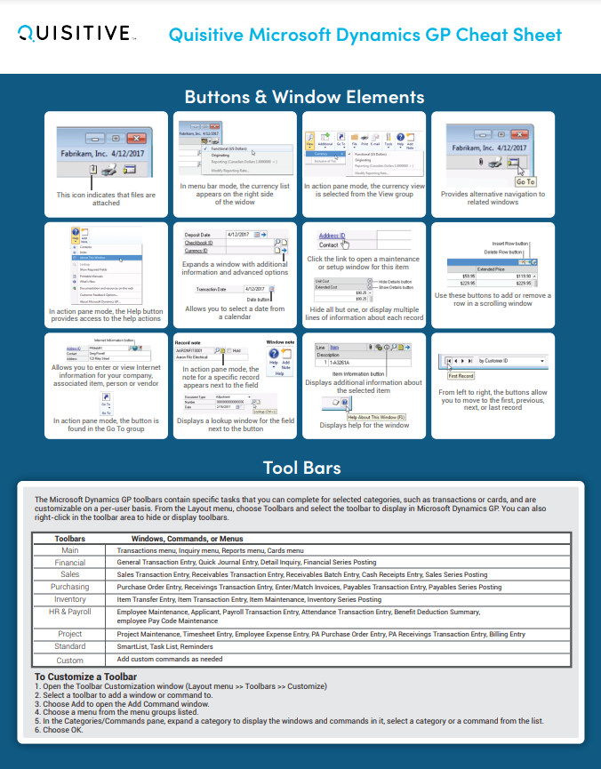 Quisitive Dynamics GP Cheat Sheet Preview