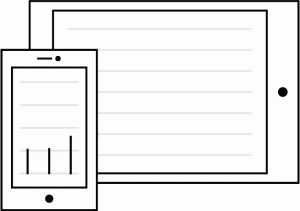 analytics gif of device screens and charts
